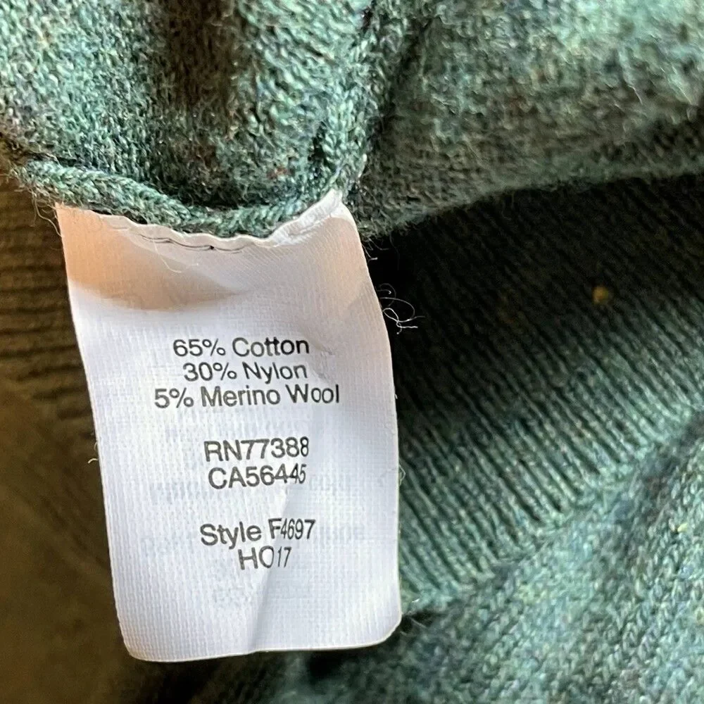 J. Crew | Green Harbor Cotton-Wool Blend V-Neck Sweater | Large